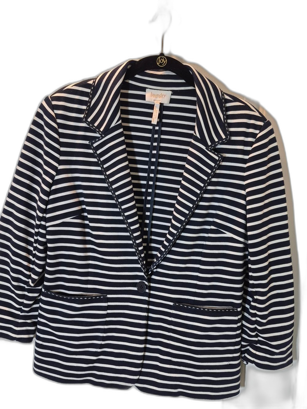 Laundry by Shelli Segal Navy & White Striped Blazer - 6